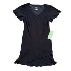 VTG S.L. Fashions Vintage Dress women's Sz 14 16W Black Y2K Vamp Witchy Midi NWT